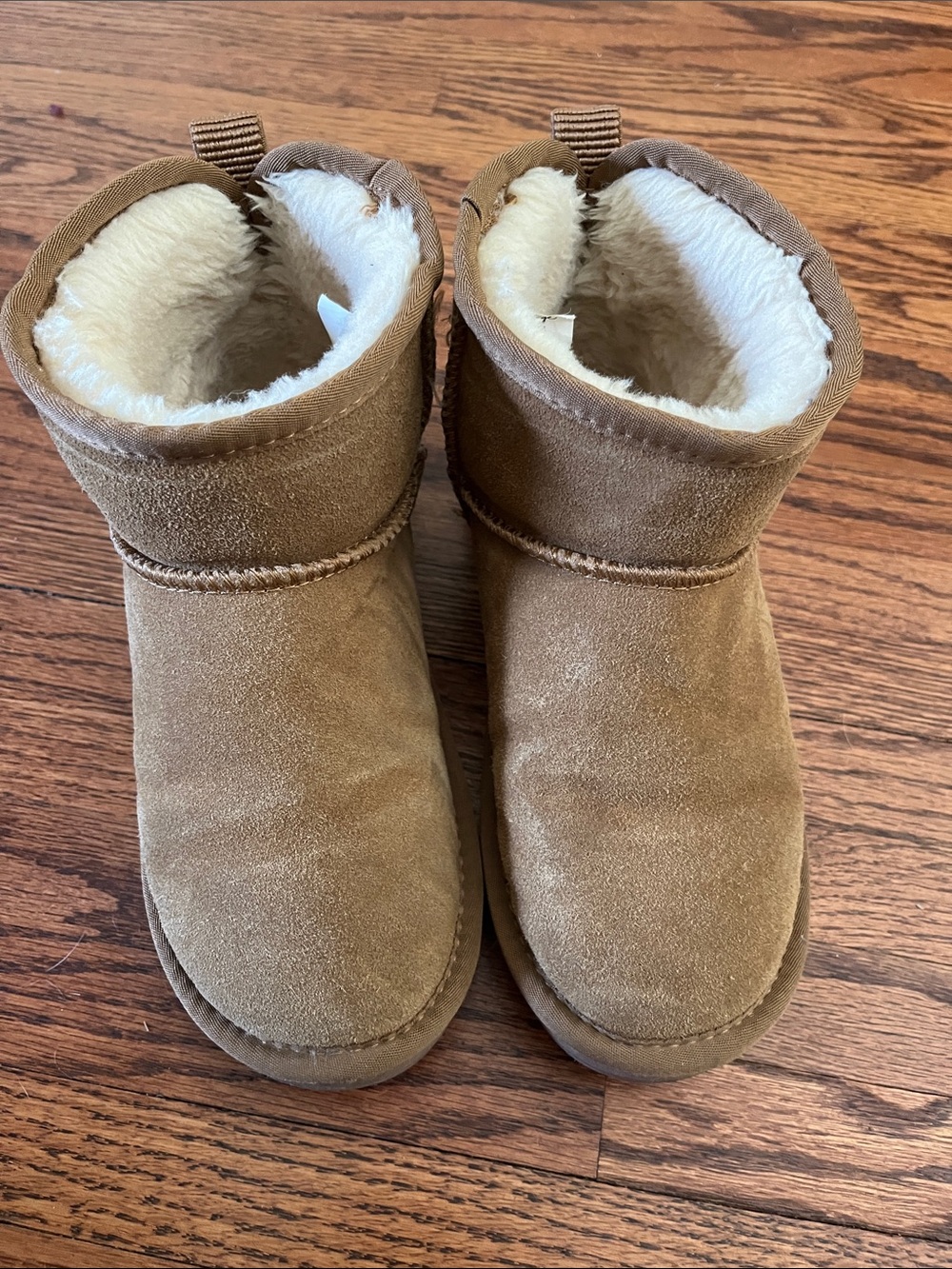 Crown Vintage Kids Tan Suede-Look Faux Shearling Boots UGG style